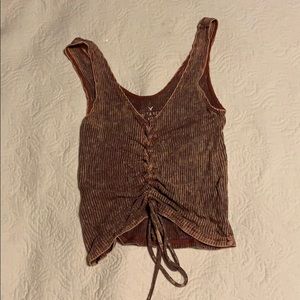 Lace up front tank top